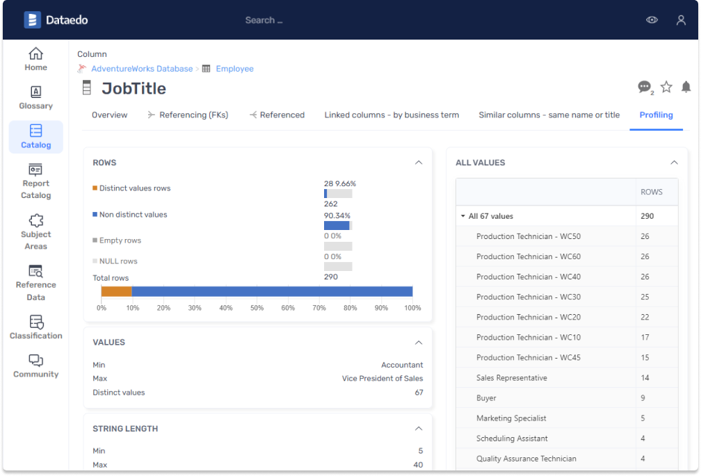 dataedo web data profiling